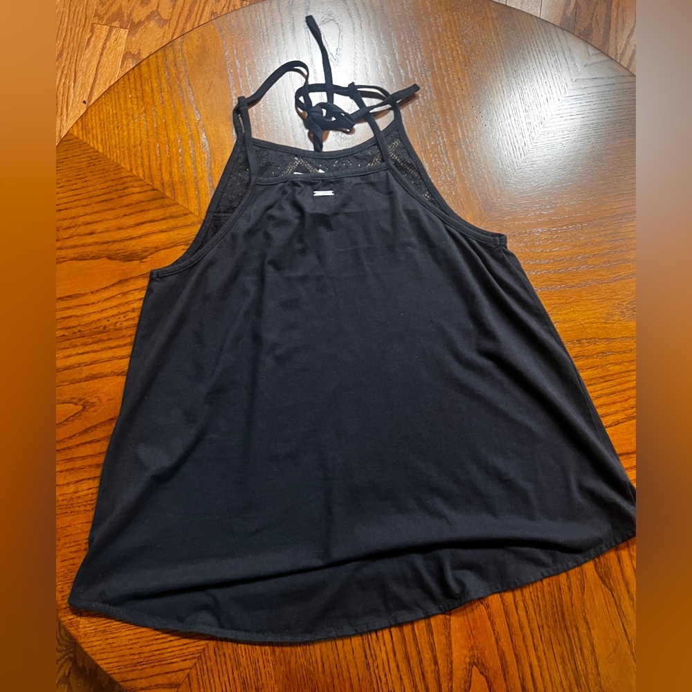 Roxy Black Halter Top with Lace Accents - Picture 5 of 7